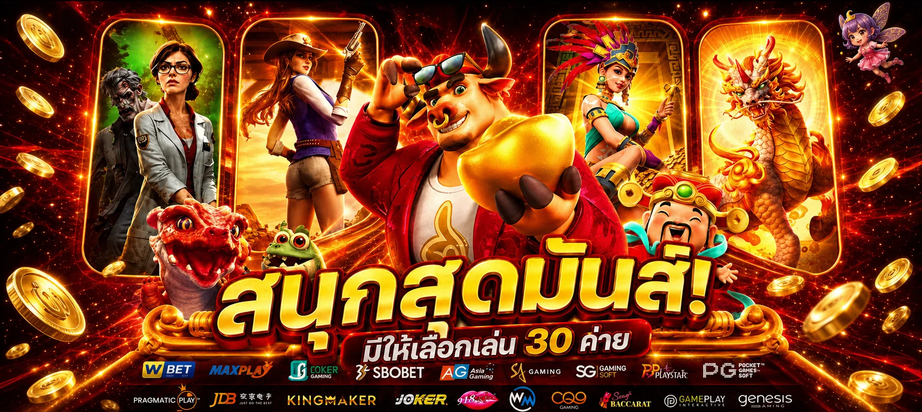 รวมค่ายสล็อตออนไลน์ DADY888 ในโทนแดงดำทอง